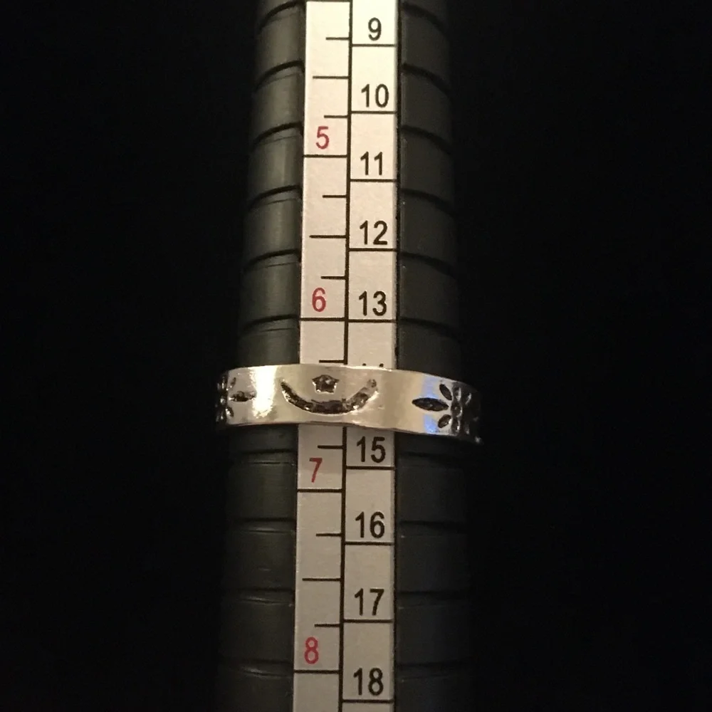 Silver Tone Celestial Engraved Ring
